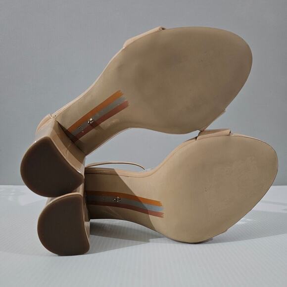 NEW Sam Edelman Yaro Block Heel Sandal Beige Blush Patent Size 10 WIDE WIDTH - Picture 12 of 14
